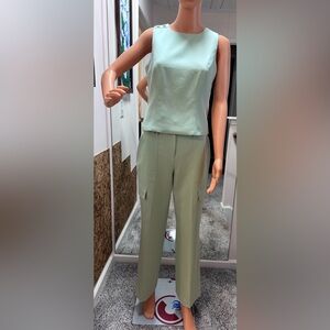 White House Black Market Mint Sleeveless Top & Cargo Wide - Leg Pants Set